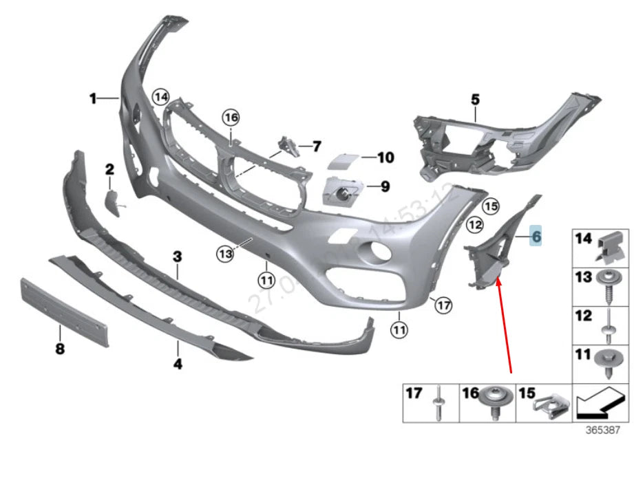 NEW BMW X6 F16 FRONT BUMPER LEFT AIR CHANNEL 51117319809 7319809 2016 ORIGINAL