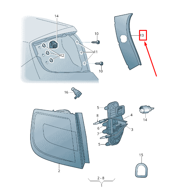 new skoda rapid nh rear right tail light cover 5jj945312 original