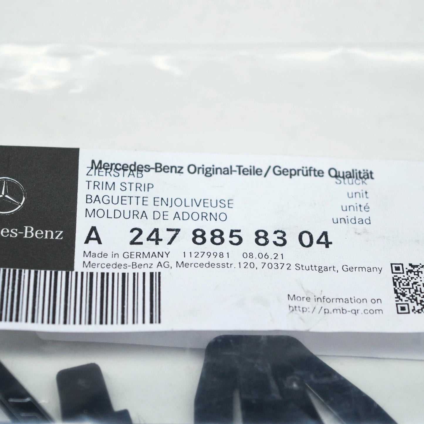 NEW MB GLA H247 FRONT BUMPER UPPER LEFT TRIM STRIP A2478858304 ORIGINAL