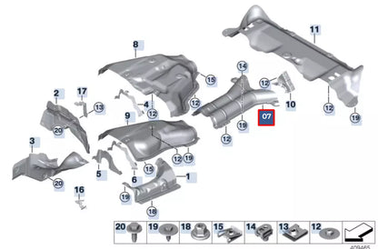 NEW BMW X6 F16 M F86 REAR TUNNEL HEAT PROTECTION 51487158410 ORIGINAL
