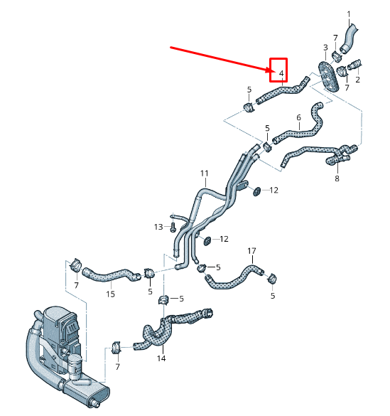 new audi a8 4h engine coolant hose 4h0265371f original