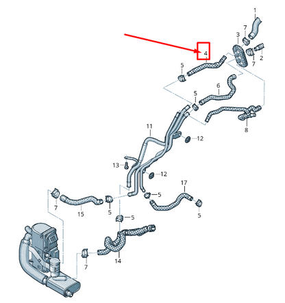new audi a8 4h engine coolant hose 4h0265371f original