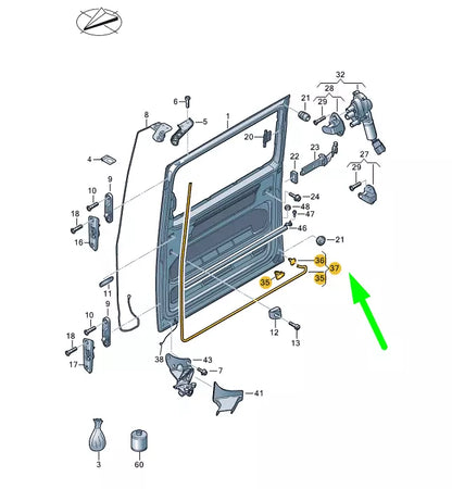 NEW VW TRANSPORTER T5 LEFT SLIDING DOOR SEAL 7E0843785C ORIGINAL