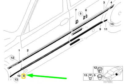 NEW BMW 7 E38 FRONT RIGHT DOOR JOINT ENTRANCE GASKET 51218248036 ORIGINAL