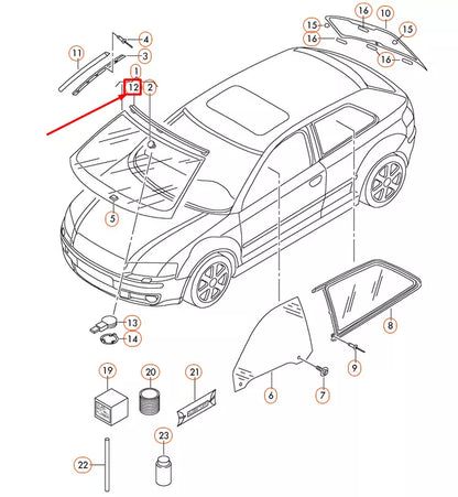 NEW AUDI A3 8P FRONT WINDSIELD UPPER MOLDING 8P0845522