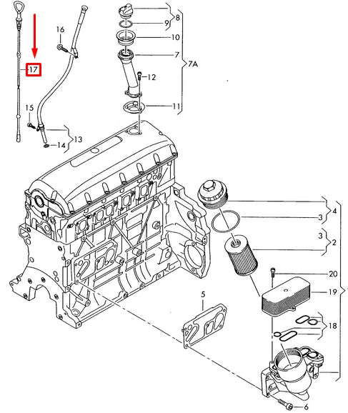 NEW VOLKSWAGEN TOUAREG 7L OIL DIPSTICK 070115611Q ORIGINAL