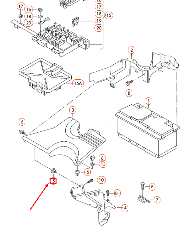 new volkswagen sharan 7m battery mounting clip 7m3915428 original