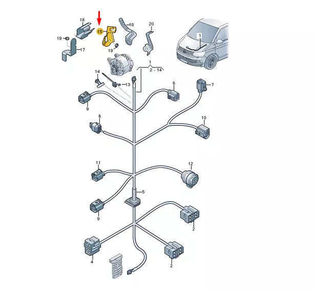 NEW VW TRANSPORTER VI T6 ALTERNATOR CABLE BRACKET 7E0971502A