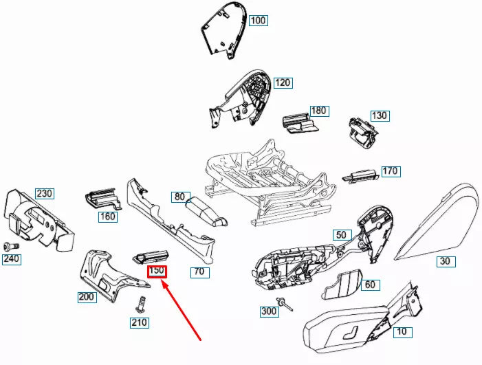NEW MB GLC X253 FRONT RIGHT SEAT INNER LEFT RAIL COVER A25391906009051