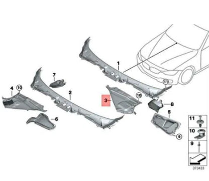 NEW BMW M2 COUPE F87 FRONT WINDSHIELD WIPER COWL PART LEFT RHD 18059699 ORIGINAL