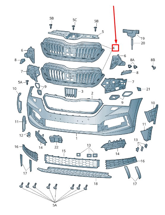 new skoda kamiq radiator grille 657853653zd4 original