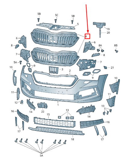 new skoda kamiq radiator grille 657853653zd4 original