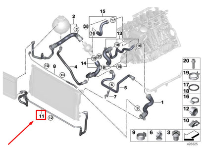 NEW BMW 5 F10 ENGINE COOLANT HOSE 7619693 17127619693 ORIGINAL