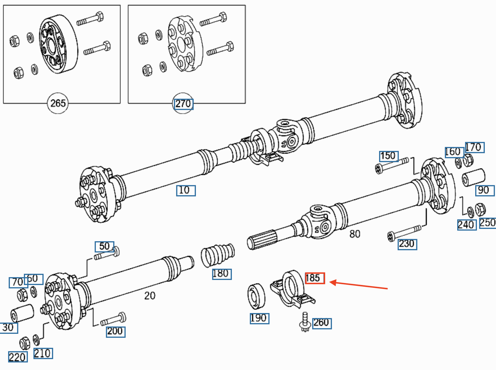 NEW MB CLK C209 PROPELLER SHAFT CENTER SUPPORT BEARING A1704100181 ORIGINAL