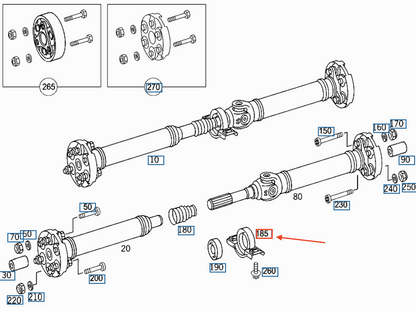 NEW MB CLK C209 PROPELLER SHAFT CENTER SUPPORT BEARING A1704100181 ORIGINAL