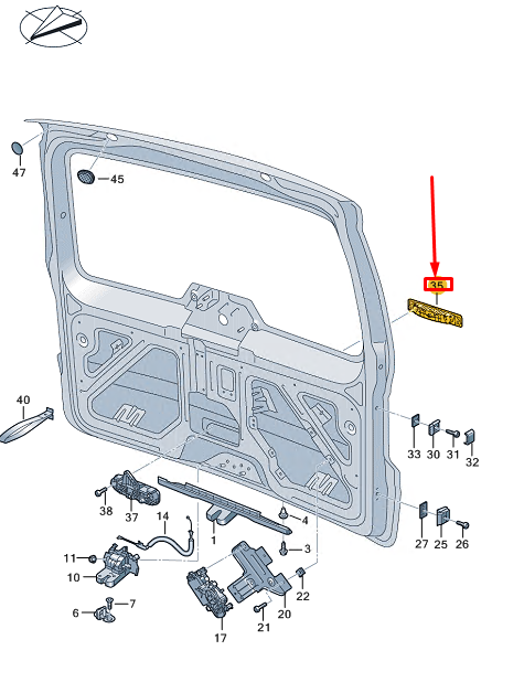 new vw caddy sb mk4 rear tailgate handle 7e0827566c3fz original