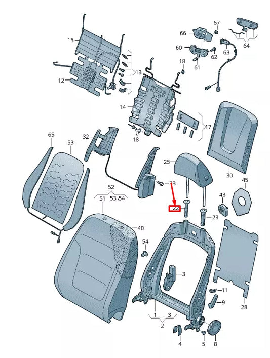 NEW VW TOUAREG 7P FRONT LEFT SEAT HEAD RESTRAINT ADJ.GUIDE 1K0881920R82V