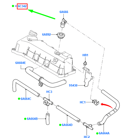 new ford fiesta mk5 crankcase oil separator hose 1734634 2s6j-6c342-d1d original
