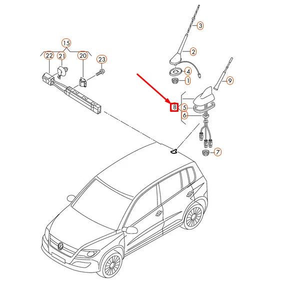 NEW VOLKSWAGEN TIGUAN MK1 ROOF ANTENNA AERIAL BASE 1K0035501H ORIGINAL