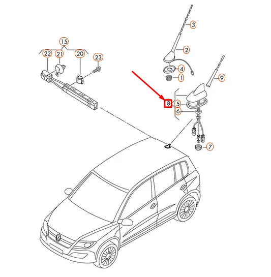 NEW VOLKSWAGEN TIGUAN MK1 ROOF ANTENNA AERIAL BASE 1K0035501H ORIGINAL