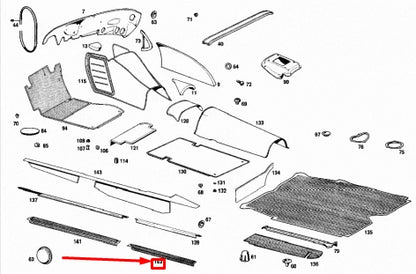 NEW MB S W108 REAR RIGHT OUTSIDE ENTRANCE LINING A10968604807003 ORIGINAL