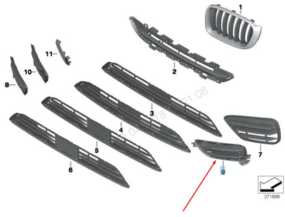 NEW BMW X3 F25 FRONT BUMPER LEFT GRILLE X-LINE 51117347945 7347945 2016 ORIGINAL
