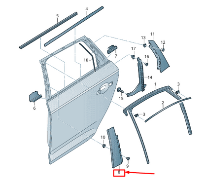 NEW AUDI A4 AVANT B9 REAR LEFT DOOR PILLAR B TRIM 8W0839901A5FQ ORIGINAL