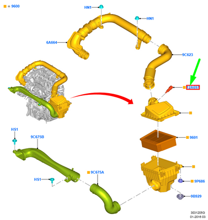 new ford fiesta mk7 air charge temperature sensor 1801159 ds7a-12a697-aa