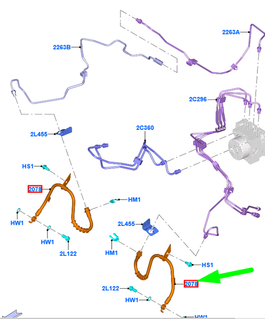 new ford galaxy mk3 cd390 front left brake hose 2370753 j1gc-2b557-ab original