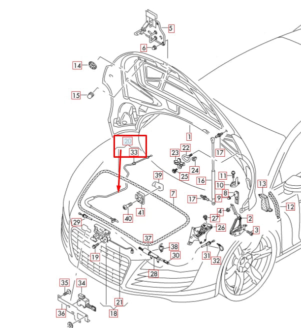 NEW AUDI R8 42 BONNET LID LOCK CABLE 423823530 LHD 2015