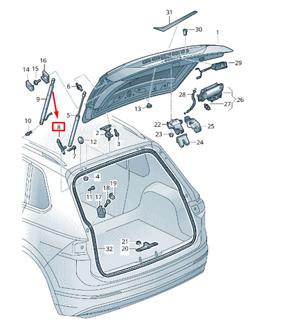 new skoda kodiaq ns rear left gas filled strut bracket 565827435 original