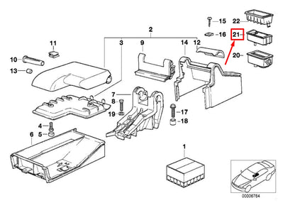 NEW BMW 3 COMPACT E36 REAR CENTER CONSOLE ASHTRAY 8144797 51168144797 ORIGINAL