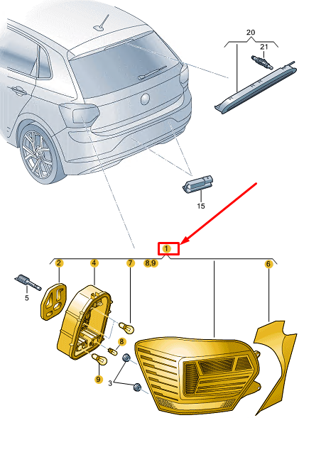 new vw polo aw mk6 rear right taillight lamp 2g0945096b original