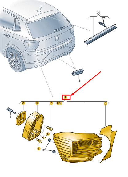 new vw polo aw mk6 rear right taillight lamp 2g0945096b original