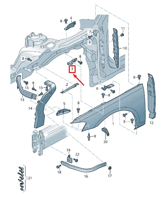 NEW AUDI A8 4N CENTRE FRONT LEFT FENDER BRACKET 4N0821469A