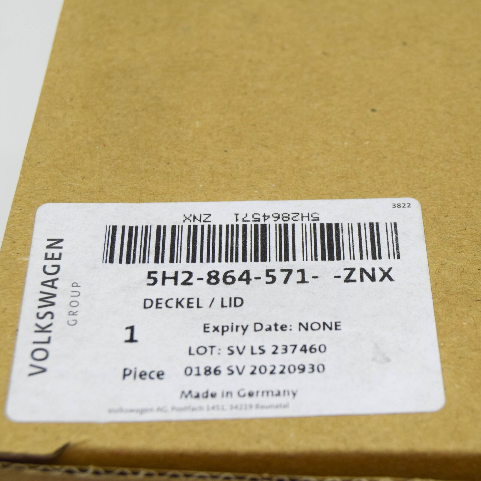 NEW VW GOLF CD MK8 STOWAGE COMPARTMENT COVER RHD 5H2864571ZNX ORIGINAL