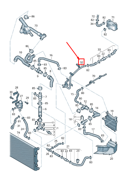 NEW VW CC 35 ENGINE COOLANT PIPE 3C0121070AC ORIGINAL