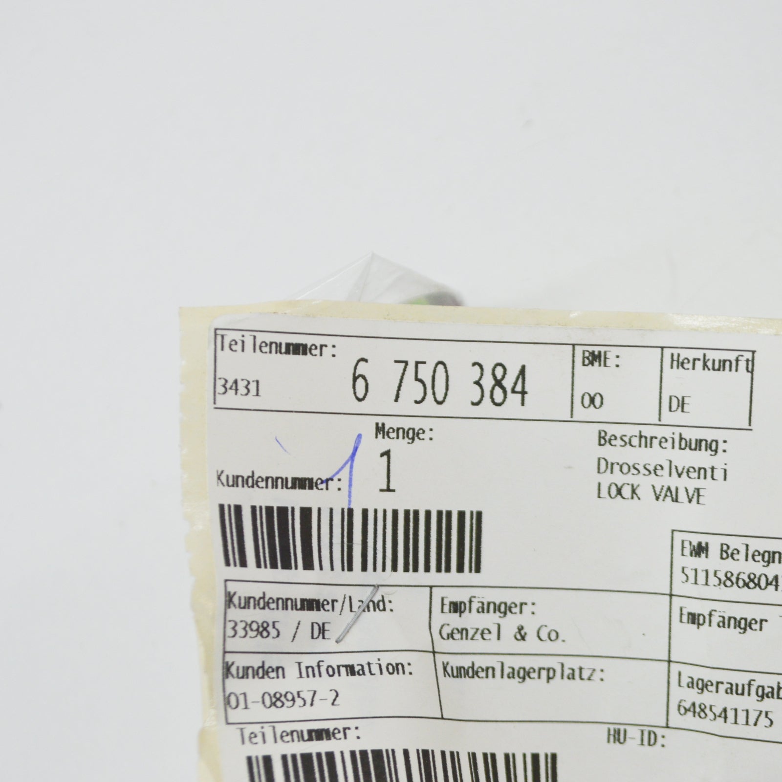 new bmw 3 e46 lock valve 34316750384 6750384 original