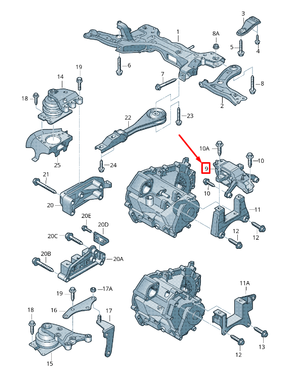 new audi a1 mk1 rear left gearbox mounting 6r0199555c original