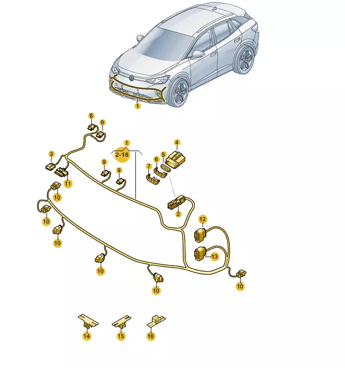 NEW VOLKSWAGEN ID.4 E21 FRONT BUMPER CABLE HARNESS 11A971095R 2021 ORIGINAL