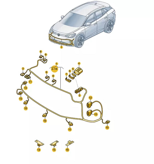 NEW VOLKSWAGEN ID.4 E21 FRONT BUMPER CABLE HARNESS 11A971095R 2021 ORIGINAL