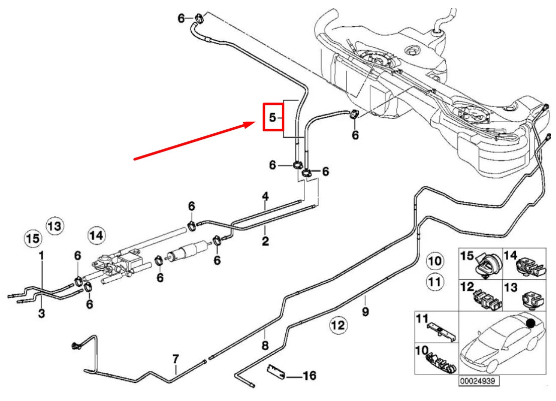 NEW BMW 3 E46 FUEL LINE 16117175998 7175998 ORIGINAL