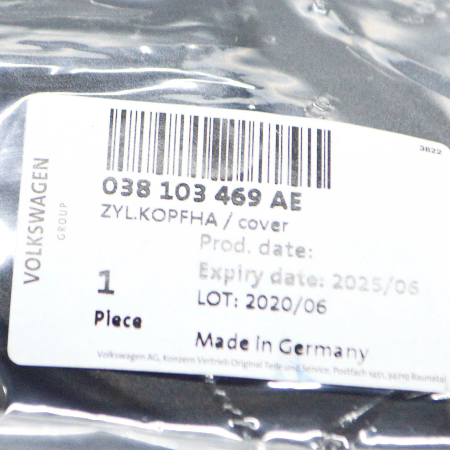 NEW AUDI A4 B6 CYLINDER HEAD VALVE COVER 038103469AE ORIGINAL