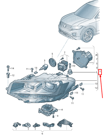 new vw t-cross c1 front right headlight lhd 2gm941774b original