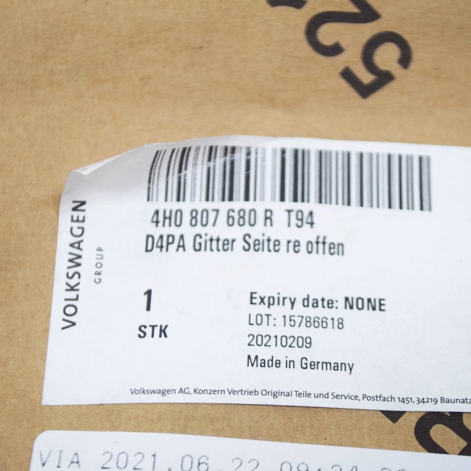 NEW AUDI A8 D4 FRONT RIGHT LIGHT FOG GRILLE 4H0807680RT94 2014 ORIGINAL