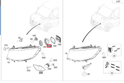 NEW MERCEDES-BENZ SPRINTER W910 FRONT HEADLIGHT COVER CAP A9108260900 ORIGINAL