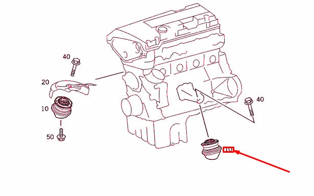NEW MB SLK R170 FRONT LEFT ENGINE SUSPENSION RUBBER BUSHING A2202401917 ORIGINAL