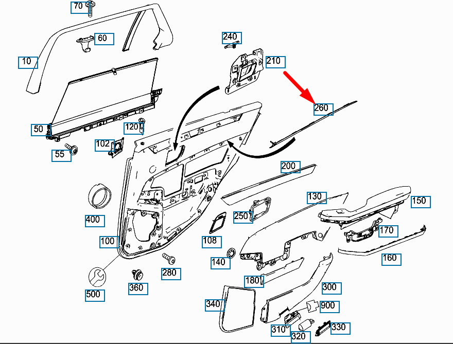 NEW MERCEDES-BENZ E-CLASS T-MODEL S212 REAR LEFT LIGHT GUIDE A2128250110