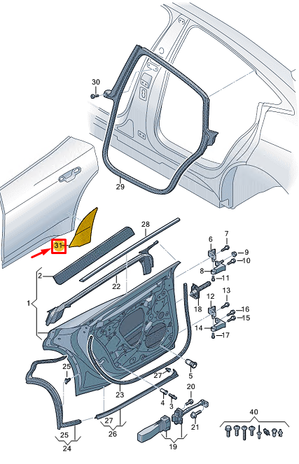 new audi e-tron gt rear left door stone chip protection film 4j3839707b original