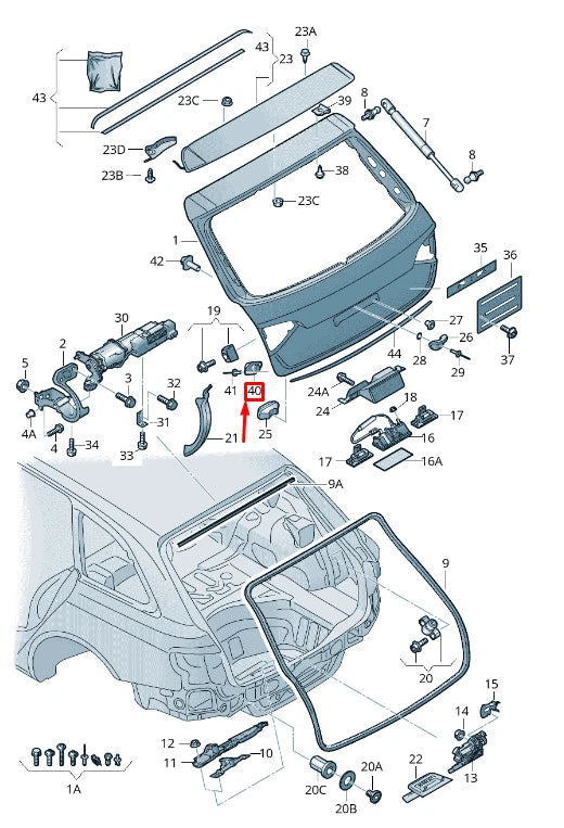 NEW AUDI Q5 8R REAR LIFTGATE BUMPER STOP 8R0827249A ORIGINAL